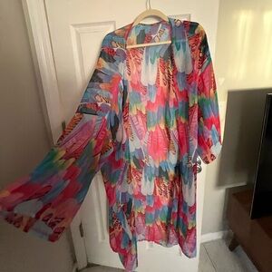 Vibrant colorful kimono duster